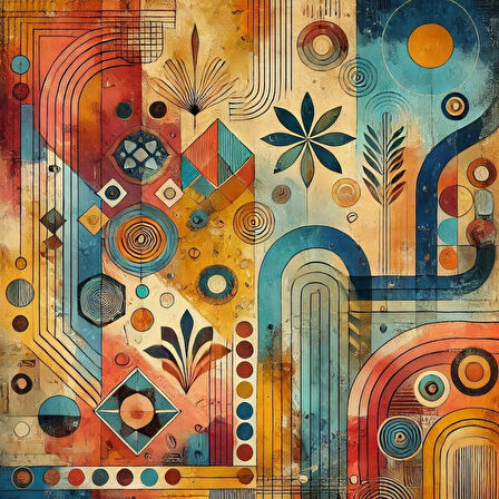 İSKANDİNAV SOYUT TABLO SET ÇERÇEVESİZ 50X50CM PVC TABLO 4'LÜ SET 023 (Her bir tablo 50X50CM Büyüklüğündedir.)