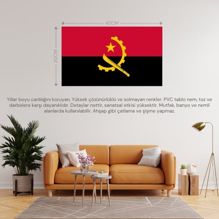 ANGOLA ÜLKE BAYRAĞI 45x30CM DUVAR TABLOSU ÇERÇEVESİZ PVC TABLO