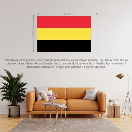 BELÇİKA ÜLKE BAYRAĞI 45x30CM DUVAR TABLOSU ÇERÇEVESİZ PVC TABLO
