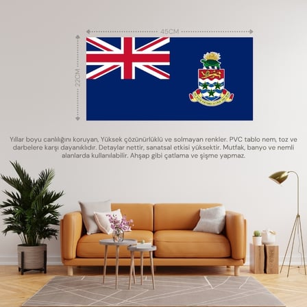 CAYMAN ADALARI ÜLKE BAYRAĞI 45x22CM DUVAR TABLOSU ÇERÇEVESİZ PVC TABLO