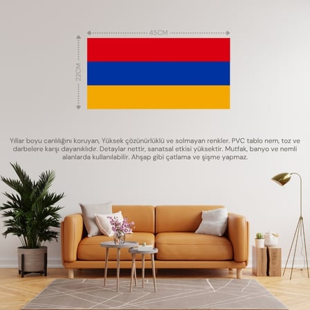 ERMENİSTAN ÜLKE BAYRAĞI 45x22CM DUVAR TABLOSU ÇERÇEVESİZ PVC TABLO