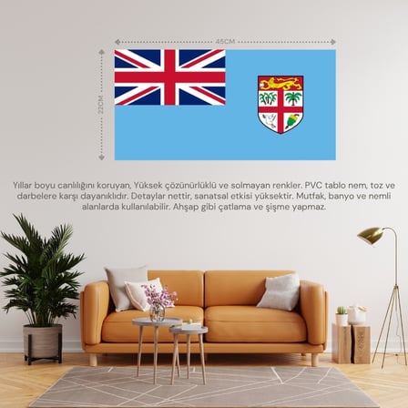 FİJİ ÜLKE BAYRAĞI 45x22CM DUVAR TABLOSU ÇERÇEVESİZ PVC TABLO