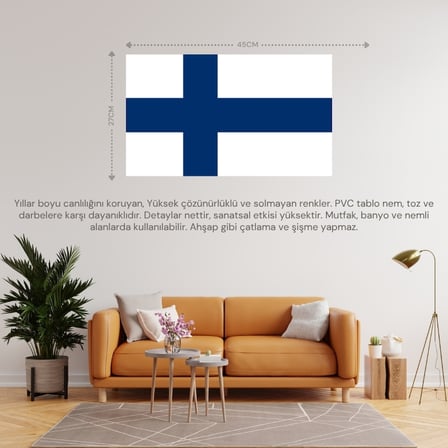 FİNLANDİYA ÜLKE BAYRAĞI 45x27CM DUVAR TABLOSU ÇERÇEVESİZ PVC TABLO