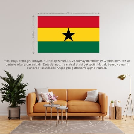 GANA ÜLKE BAYRAĞI 45x30CM DUVAR TABLOSU ÇERÇEVESİZ PVC TABLO