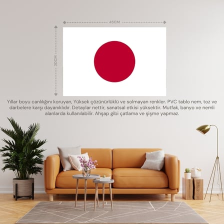 JAPONYA ÜLKE BAYRAĞI 45x30CM DUVAR TABLOSU ÇERÇEVESİZ PVC TABLO