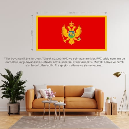 KARADAĞ ÜLKE BAYRAĞI 45x22CM DUVAR TABLOSU ÇERÇEVESİZ PVC TABLO