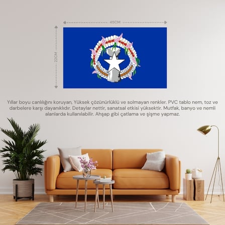 KUZEY MARYANA ADALARI ÜLKE BAYRAĞI 45x22CM DUVAR TABLOSU ÇERÇEVESİZ PVC TABLO