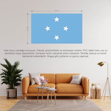 MİKRONEZYA ÜLKE BAYRAĞI 45x24CM DUVAR TABLOSU ÇERÇEVESİZ PVC TABLO