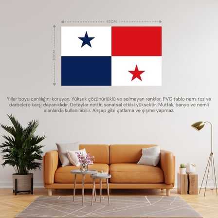 PANAMA ÜLKE BAYRAĞI 45x30CM DUVAR TABLOSU ÇERÇEVESİZ PVC TABLO