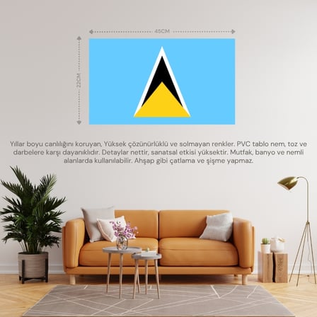 SANTA LUCİA ÜLKE BAYRAĞI 45x22CM DUVAR TABLOSU ÇERÇEVESİZ PVC TABLO