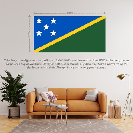 SOLOMON ADALARI ÜLKE BAYRAĞI 45x22CM DUVAR TABLOSU ÇERÇEVESİZ PVC TABLO