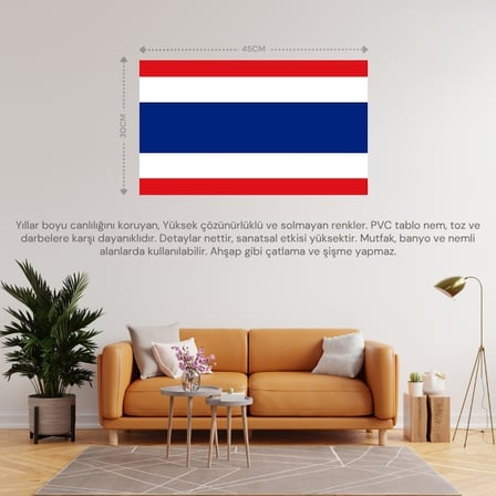 TAYLAND ÜLKE BAYRAĞI 45x30CM DUVAR TABLOSU ÇERÇEVESİZ PVC TABLO