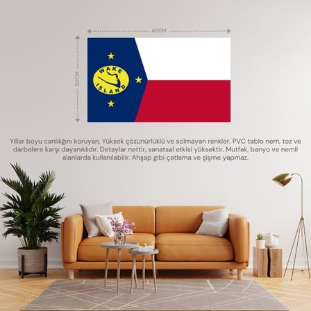 WAKE ADALARI ÜLKE BAYRAĞI 45x30CM DUVAR TABLOSU ÇERÇEVESİZ PVC TABLO