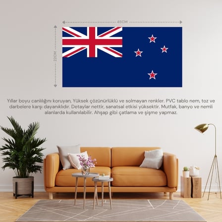 YENİ ZELANDA ÜLKE BAYRAĞI 45x22CM DUVAR TABLOSU ÇERÇEVESİZ PVC TABLO