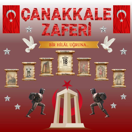 Çanakkale Zaferi Premium Vinil Pano 160×160 cm – 01 (Tek Parça)