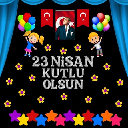 23 Nisan Kutlu Olsun Premium Vinil Pano 160×160 cm – 03 (Tek Parça)