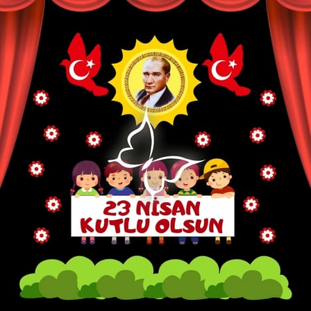 23 Nisan Kutlu Olsun Premium Vinil Pano 160×160 cm – 04 (Tek Parça)