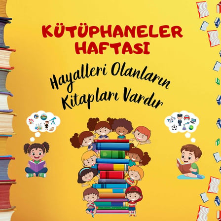 Kütüphaneler Haftası Premium Vinil Pano 160×160 cm – 01 (Tek Parça)