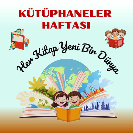Kütüphaneler Haftası Premium Vinil Pano 160×160 cm – 02 (Tek Parça)