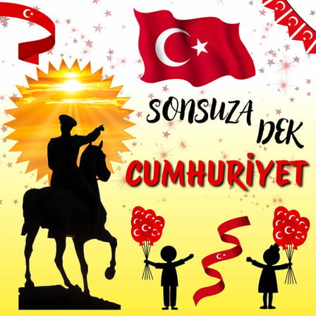 29 Ekim Cumhuriyet Bayramı Premium Vinil Pano 160×160 cm (Tek Parça)