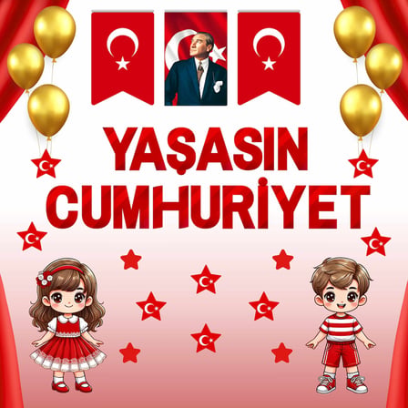 29 Ekim Cumhuriyet Bayramı Premium Vinil Pano 160×160 cm – 01 (Tek Parça)