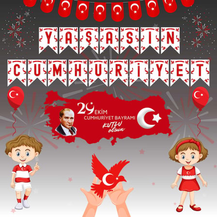 29 Ekim Cumhuriyet Bayramı Premium Vinil Pano 160×160 cm – 02 (Tek Parça)