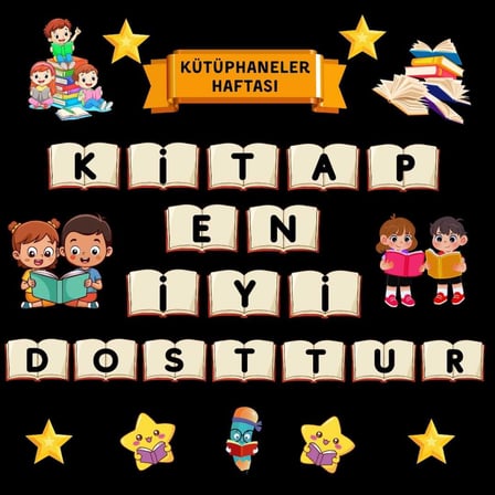 Kütüphaneler Haftası Okul Panosu Seti – Kitap Sevgisi Temalı Figürlü Sınıf Süsü (Hazır Kesim)