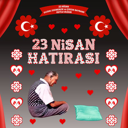 23 Nisan Ulusal Egemenlik ve Çocuk Bayramı PVC Vinil Pano Süsü 160x160 cm | Tek Parça Okul Sınıf Panosu (Model 09)