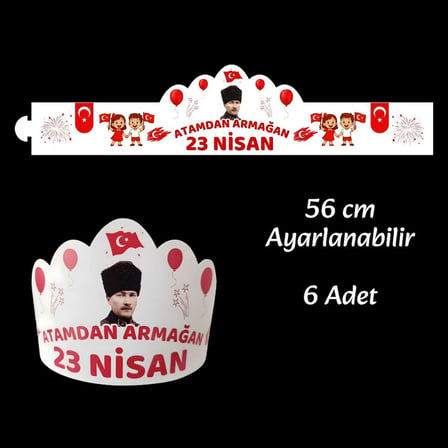 23 Nisan Tacı 6’lı Set Model 02 | Renkli Karton Taç