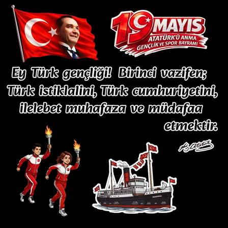 19 Mayıs Atatürk'ü Anma Gençlik ve Spor Bayramı Panosu Figür Seti | Hazır Kesim Sınıf Süsü 01