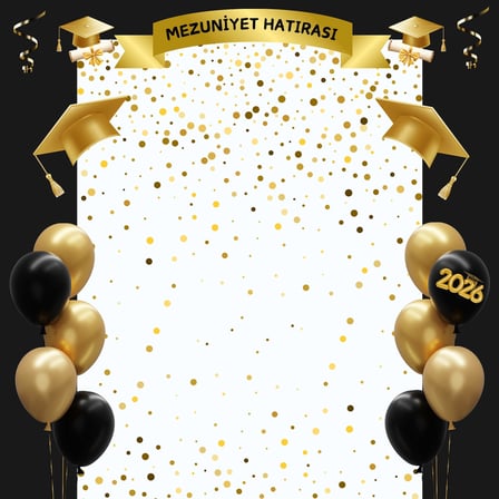 Mezuniyet Fotoğraf Panosu 160x160 cm PVC Vinil Tek Parça model 01
