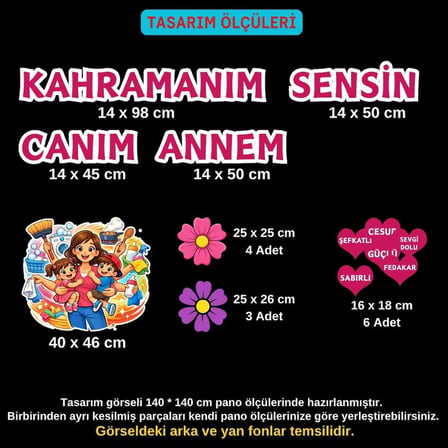 Anneler Günü Okul Panosu Figür Seti | Hazır Kesim Sınıf Süsü