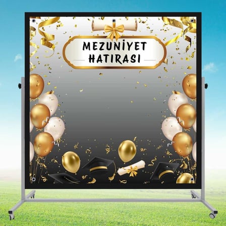 Mezuniyet Fotoğraf Panosu 160x160 cm PVC Vinil Tek Parça model 03