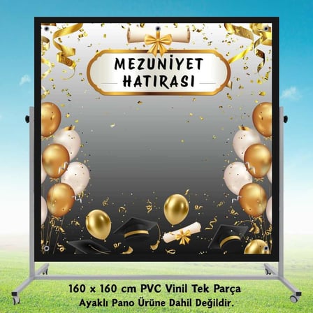 Mezuniyet Fotoğraf Panosu 160x160 cm PVC Vinil Tek Parça model 03