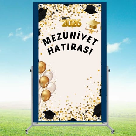 Mezuniyet Fotoğraf Panosu 160x160 cm PVC Vinil Tek Parça model 04