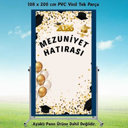 Mezuniyet Fotoğraf Panosu 160x160 cm PVC Vinil Tek Parça model 04