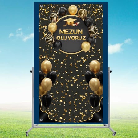 Mezuniyet Fotoğraf Panosu 108x200cm PVC Vinil Tek Parça model 06