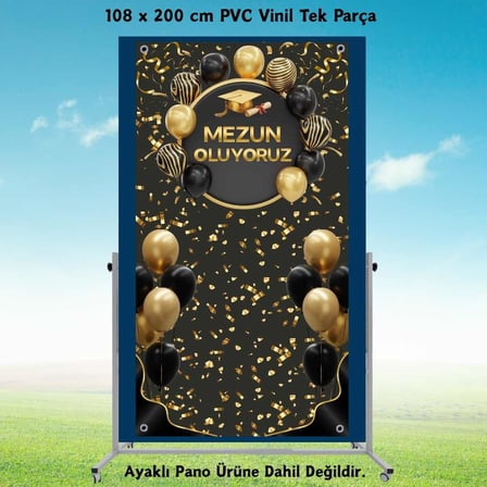 Mezuniyet Fotoğraf Panosu 108x200cm PVC Vinil Tek Parça model 06