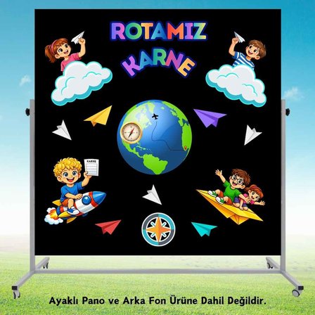 Karne Günü Temalı Rotamız Karne Okul Panosu Figür Seti | Hazır Kesim Sınıf Süsü
