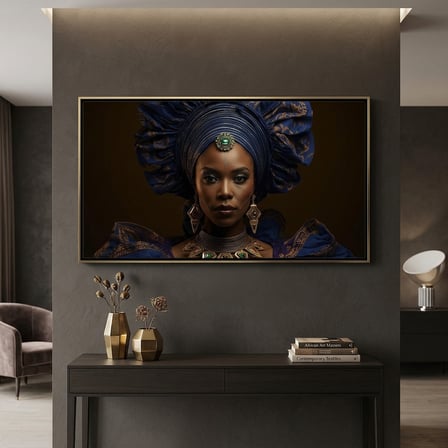 Afro Kraliçe Serisi 01 – Majestic Gele & Afrofütürizm Portresi (Canlı Renkler ve Regal Duruş)