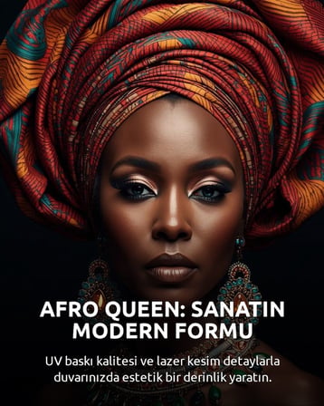 Afro Kraliçe Serisi 03 – Majestic Gele & Afrofütürizm Portresi (Canlı Renkler ve Regal Duruş)