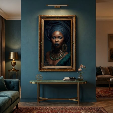 Afro Kraliçe Serisi 07 – Majestic Gele & Afrofütürizm Portresi (Canlı Renkler ve Regal Duruş)