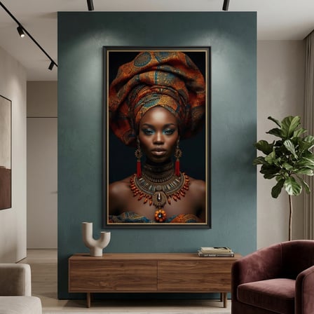 Afro Kraliçe Serisi 09 – Majestic Gele & Afrofütürizm Portresi (Canlı Renkler ve Regal Duruş)