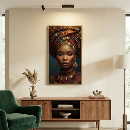 Afro Kraliçe Serisi 10 – Majestic Gele & Afrofütürizm Portresi (Canlı Renkler ve Regal Duruş)