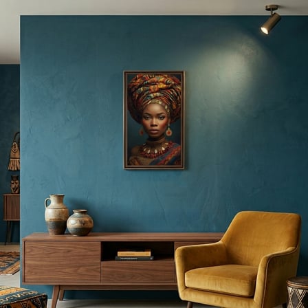 Afro Kraliçe Serisi 10 – Majestic Gele & Afrofütürizm Portresi (Canlı Renkler ve Regal Duruş)