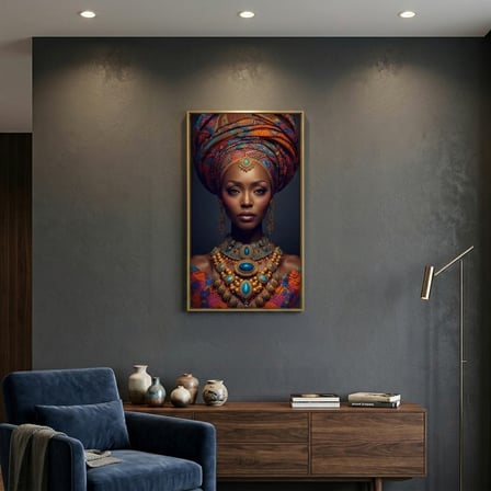 Afro Kraliçe Serisi 11 – Majestic Gele & Afrofütürizm Portresi (Canlı Renkler ve Regal Duruş)