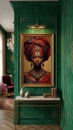 Afro Kraliçe Serisi 12 – Majestic Gele & Afrofütürizm Portresi (Canlı Renkler ve Regal Duruş)