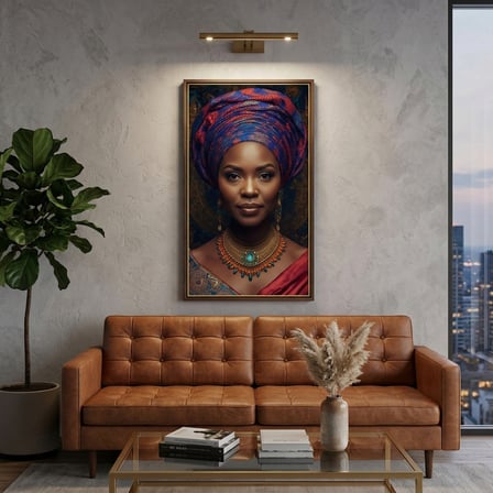 Afro Kraliçe Serisi 19 – Majestic Gele & Afrofütürizm Portresi (Canlı Renkler ve Regal Duruş)