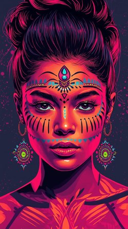 Neon Yüzler– Pop Art Kadın Portre Serisi 01  (Canlı Renkler ve Asi Duruş)