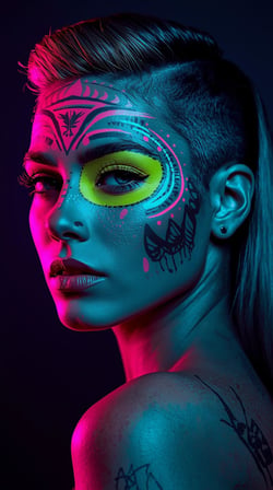 Neon Yüzler– Pop Art Kadın Portre Serisi 05 (Canlı Renkler ve Asi Duruş)